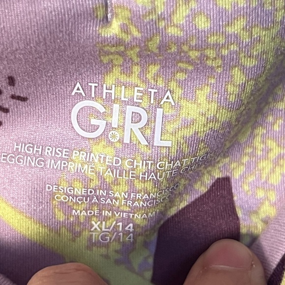 Athleta Kids Purple Patterned Leggings XM/14 Seamless Casual Stretch Activewear - Picture 4 of 16